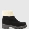 Abban Front Zip Boot With Shearling In Black Suede