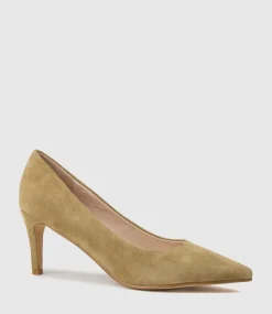 Adria 75Mm Pointed Toe Pump In Camel Suede
