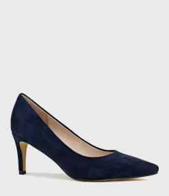 Adria 75Mm Pointed Toe Pump In Navy Suede