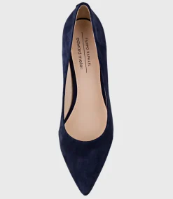 Adria 75Mm Pointed Toe Pump In Navy Suede