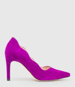 Alena90 Scalloped Pump In Magenta Suede