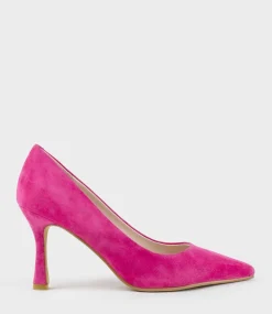 Amos85 Pump With Louis Heel In Hot Pink Suede