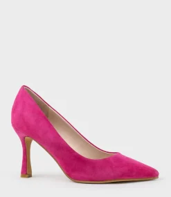 Amos85 Pump With Louis Heel In Hot Pink Suede