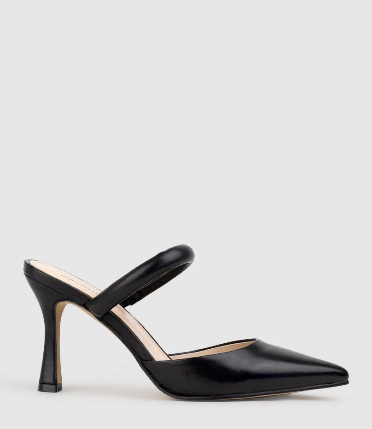 Ashe85 Closed Toe Slide In Black Baby Calf