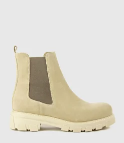 Ashley Chelsea Boot On Lug Sole In Sand Suede