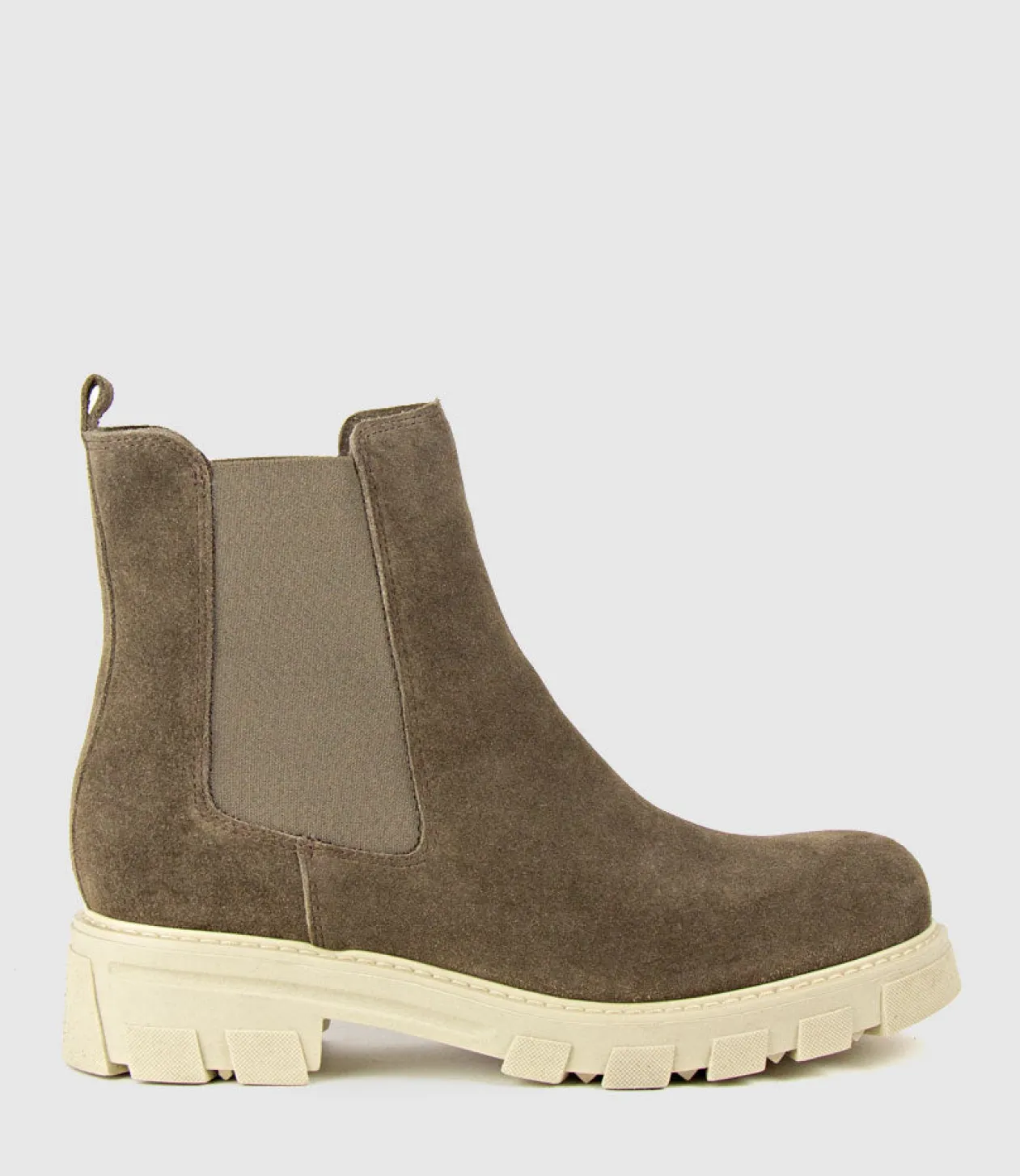 Ashley Chelsea Boot On Lug Sole In Stone Suede