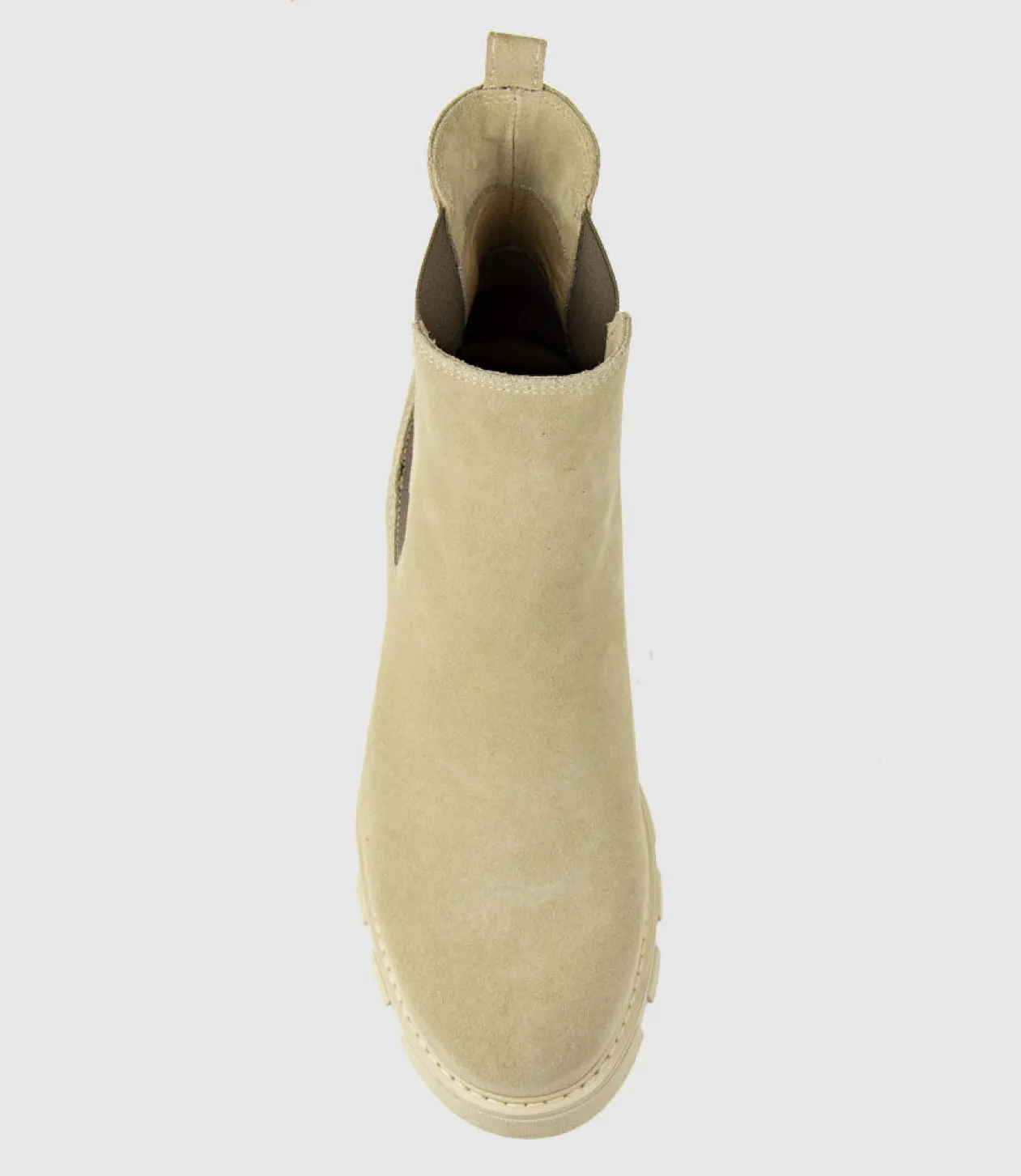 Ashley Chelsea Boot On Lug Sole In Sand Suede