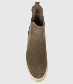Ashley Chelsea Boot On Lug Sole In Stone Suede