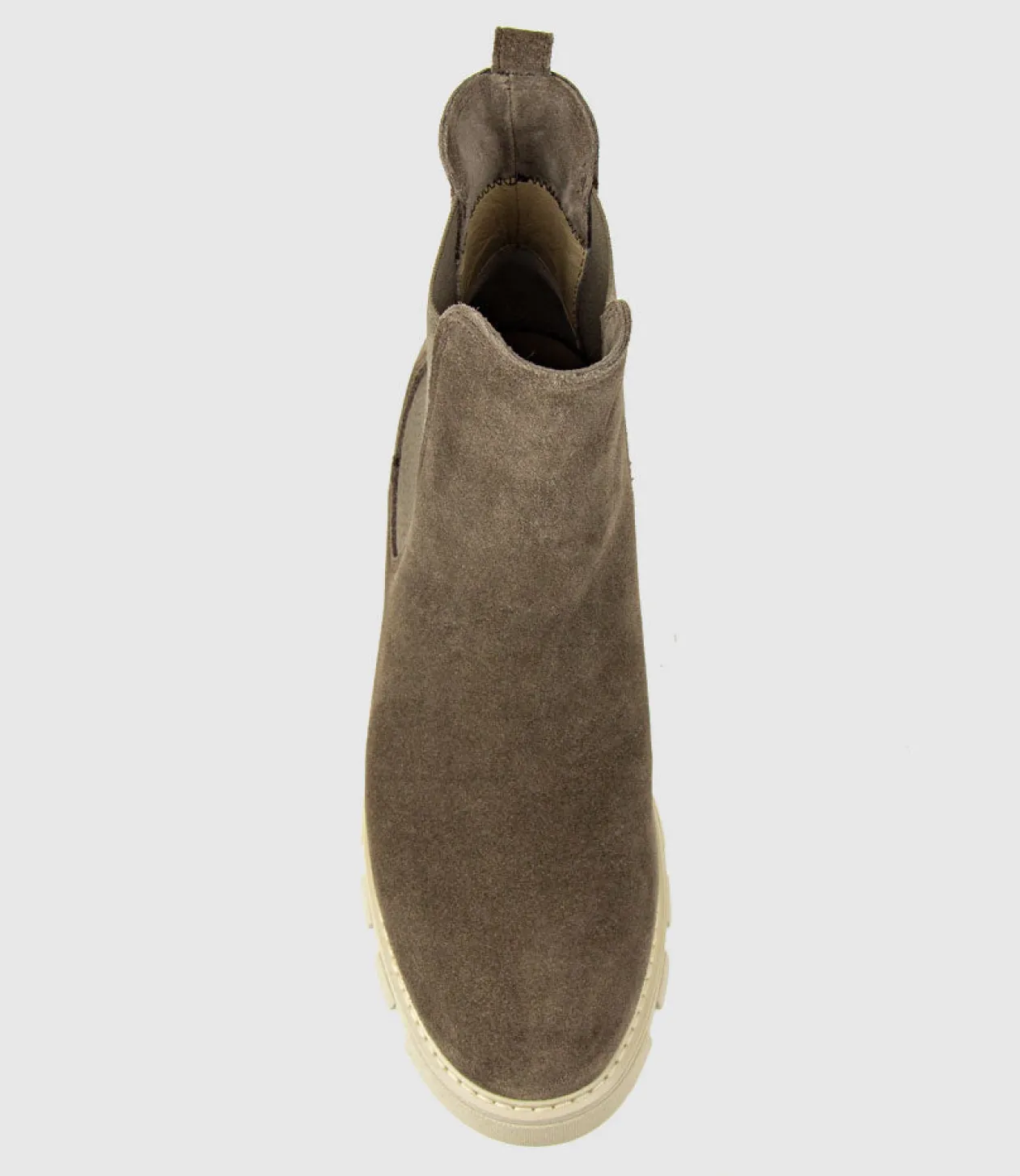 Ashley Chelsea Boot On Lug Sole In Stone Suede