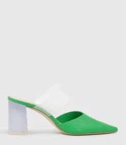 Astilla80 Closed Toe Slide With Frosted Heel In Green
