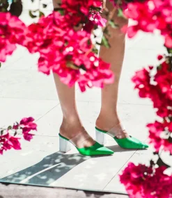 Astilla80 Closed Toe Slide With Frosted Heel In Green