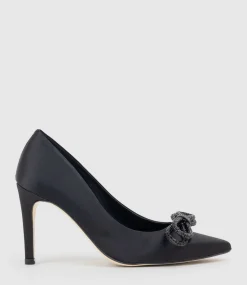 Astiria90 Pump With Crystal Bow In Black Satin