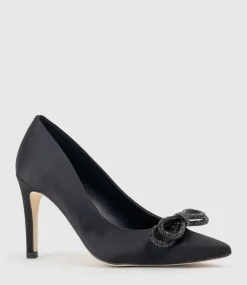 Astiria90 Pump With Crystal Bow In Black Satin
