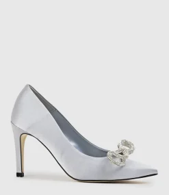 Astiria90 Pump With Crystal Bow In Silver Satin