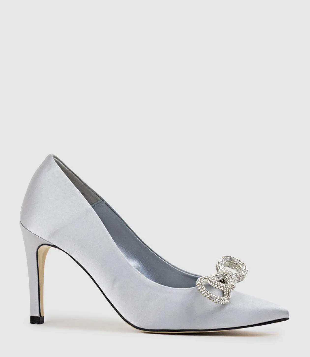 Astiria90 Pump With Crystal Bow In Silver Satin