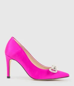 Astiria90 Pump With Crystal Bow In Hot Pink Satin
