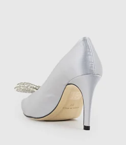 Astiria90 Pump With Crystal Bow In Silver Satin