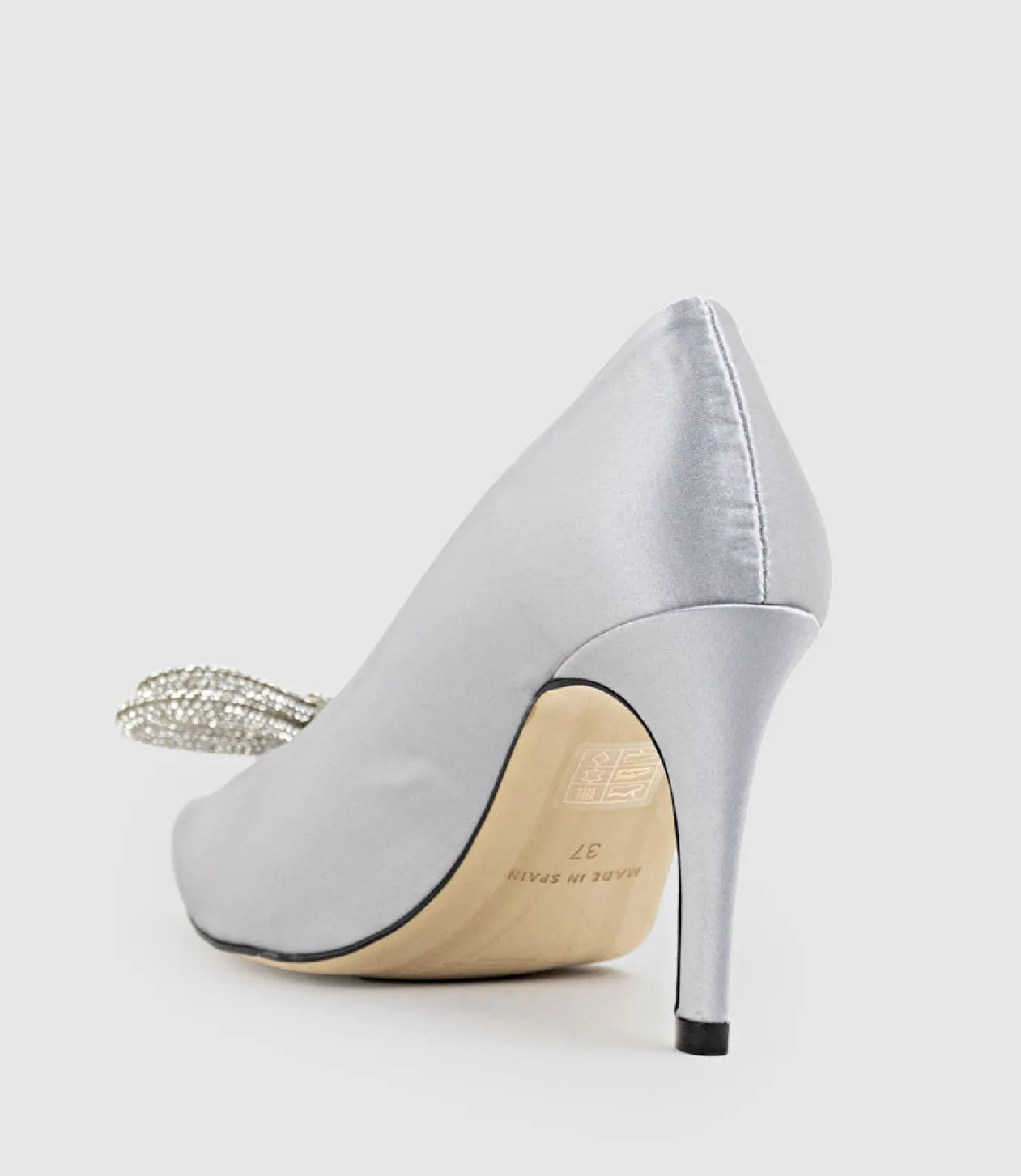 Astiria90 Pump With Crystal Bow In Silver Satin
