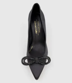 Astiria90 Pump With Crystal Bow In Black Satin