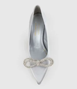 Astiria90 Pump With Crystal Bow In Silver Satin