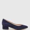 Audrey35 Low Block Heel Pump In Navy Suede
