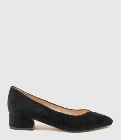 Audrey35 Low Block Heel Pump In Black Suede