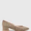 Audrey35 Low Block Heel Pump In Latte Suede
