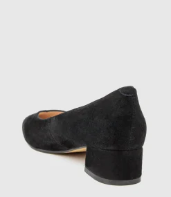 Audrey35 Low Block Heel Pump In Black Suede