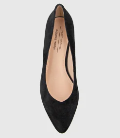 Audrey35 Low Block Heel Pump In Black Suede