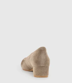 Audrey35 Low Block Heel Pump In Latte Suede
