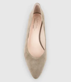 Audrey35 Low Block Heel Pump In Latte Suede