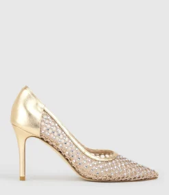 Aurum90 Crystal Mesh Pump In Platino