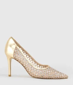 Aurum90 Crystal Mesh Pump In Platino
