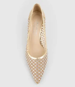 Aurum90 Crystal Mesh Pump In Platino