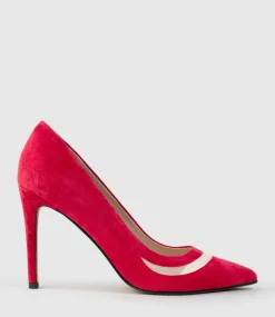 Avery100 Pump With Mesh Detail In Red Suede