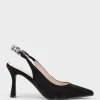 Azalia85 Slingback Pump With Diamond Band In Black Suede