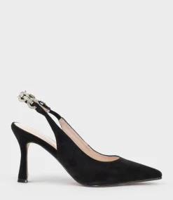 Azalia85 Slingback Pump With Diamond Band In Black Suede