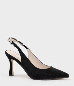 Azalia85 Slingback Pump With Diamond Band In Black Suede