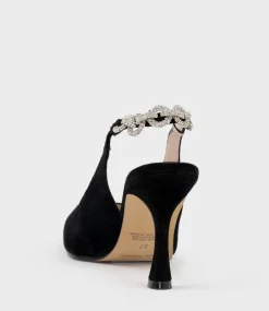 Azalia85 Slingback Pump With Diamond Band In Black Suede