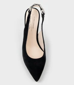Azalia85 Slingback Pump With Diamond Band In Black Suede