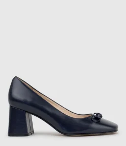 Blythe65 Square Toe Pump With Hardware In Navy Baby Calf