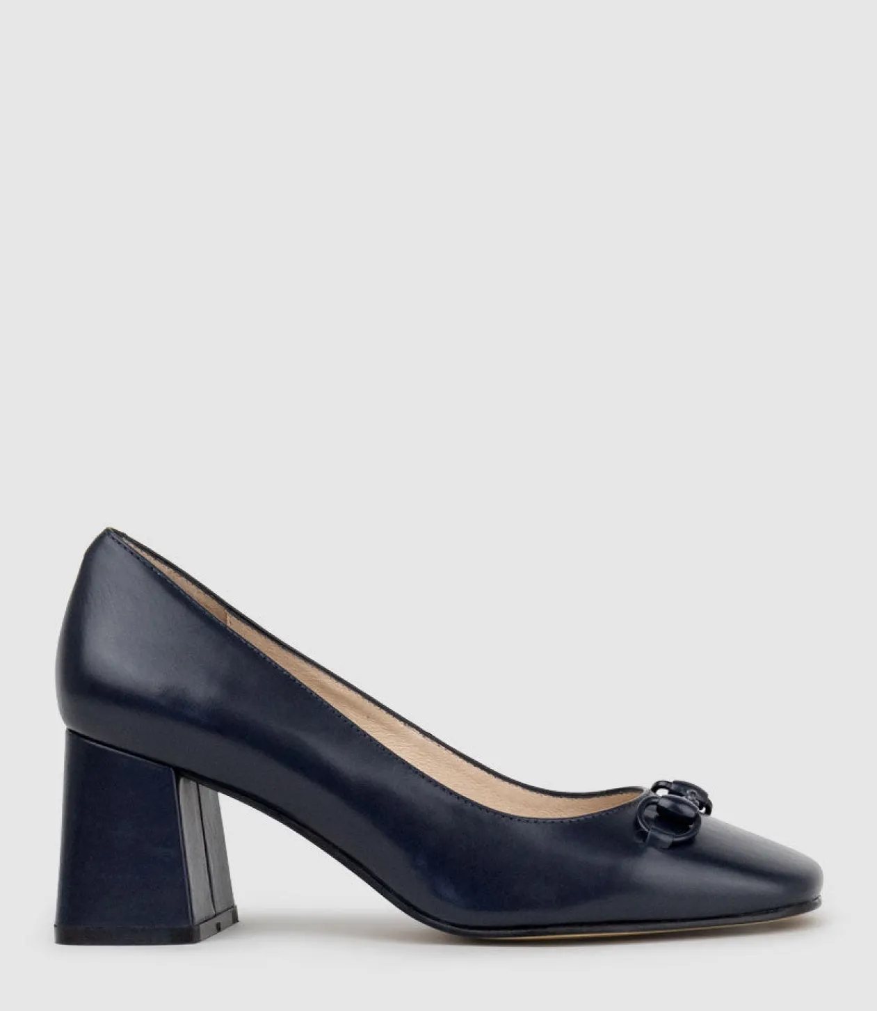 Blythe65 Square Toe Pump With Hardware In Navy Baby Calf