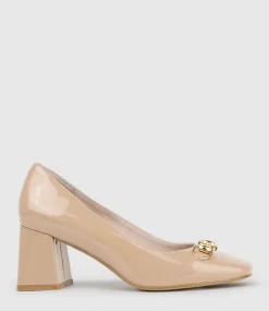Blythe65 Square Toe Pump With Hardware In Nude Patent