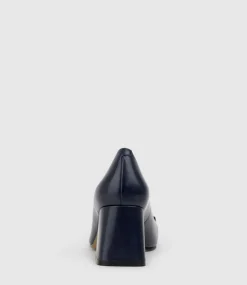Blythe65 Square Toe Pump With Hardware In Navy Baby Calf