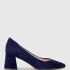 Brooke65 Pointed Block Heel Pump In Navy Suede