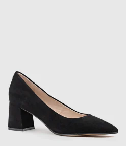 Brooke65 Pointed Block Heel Pump In Black Suede