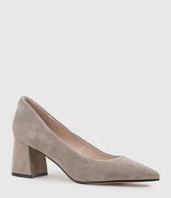 Brooke65 Pointed Block Heel Pump In Dust Suede