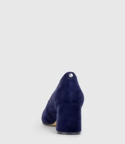 Brooke65 Pointed Block Heel Pump In Navy Suede