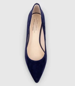 Brooke65 Pointed Block Heel Pump In Navy Suede