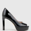 Cadie110 Open Toe Platform Pump In Black Patent